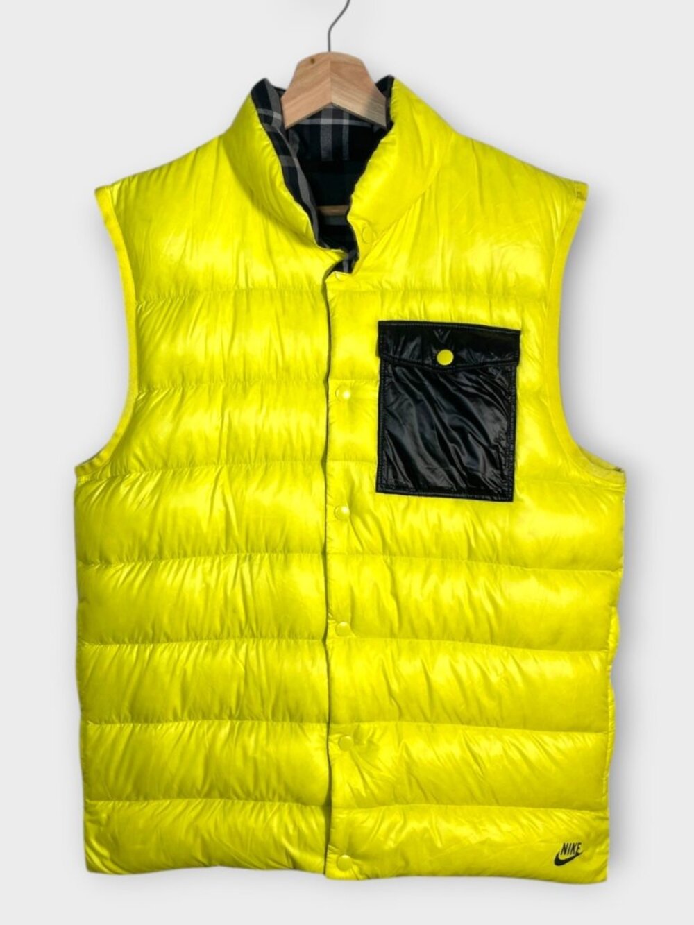 NIKE 700 Down Fill Puffer Vest Gilet Men's LARGE Reversible SAMPLE with FLAW